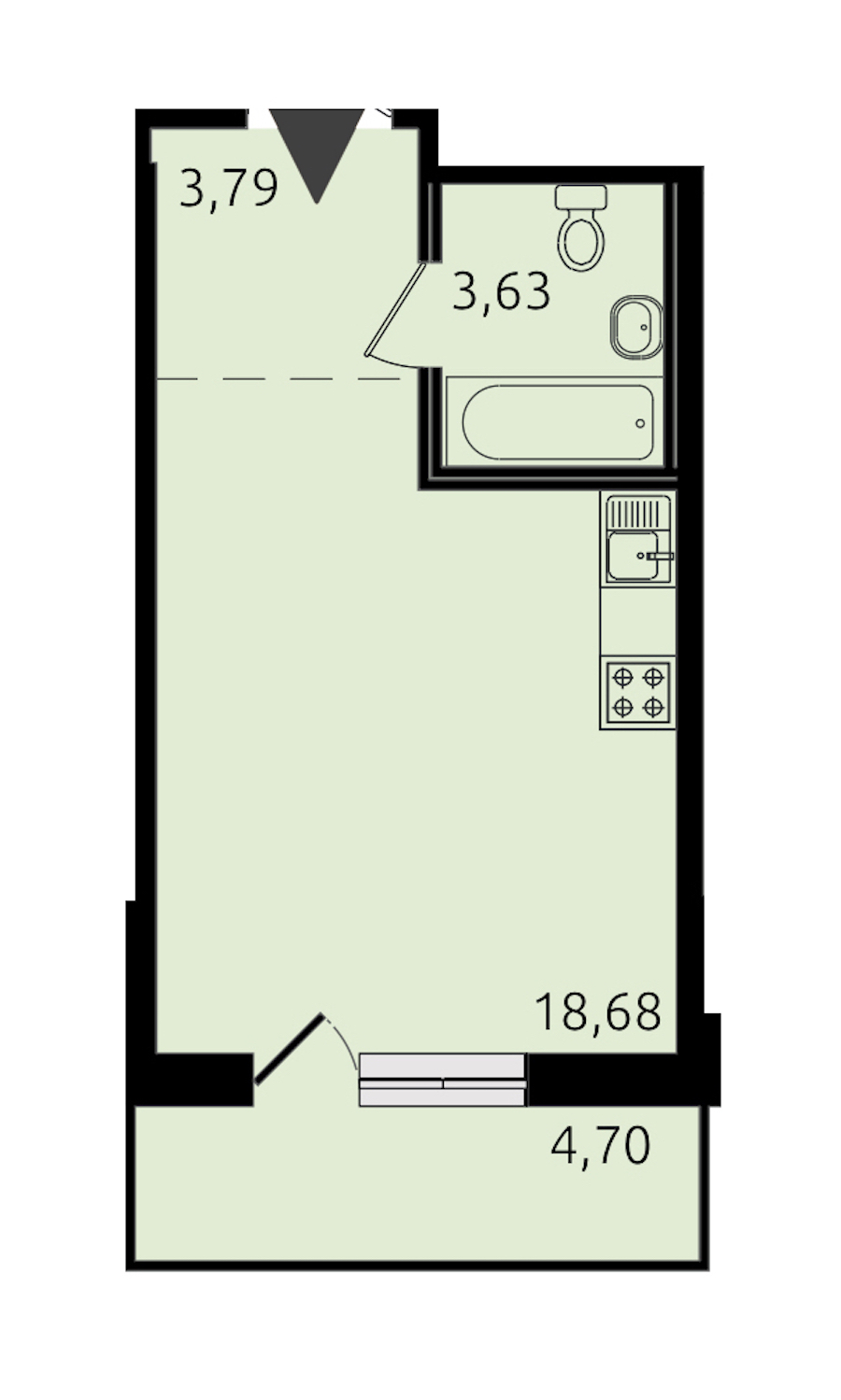 Квартира студия 26.64 м², 18/20 эт., ЖК «Новые горизонты 2»